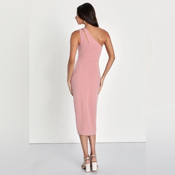 NWT Lulu's Cocktail Club Dress Mauve One Shoulder Midi Party Cocktail Size XS - Picture 14 of 15
